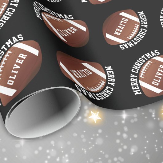 Amerikaanse Football Balls Name Black Kerstmis Cadeaupapier