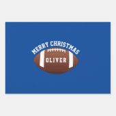 Amerikaanse Football Balls Name Blue Kerstmis Inpakpapier Vel (Voorkant)