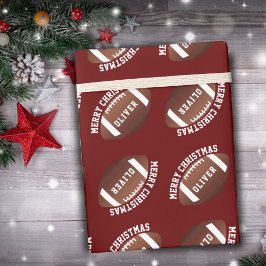 Amerikaanse Football Balls Name Red Kerstmis Cadeaupapier