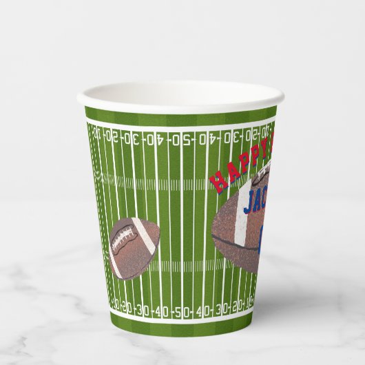 Amerikaanse Football Birthday Party Papieren Bekers (Voorkant)