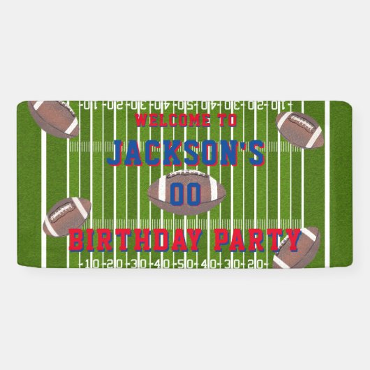 Amerikaanse Football Birthday Party Spandoek (Horizontaal)