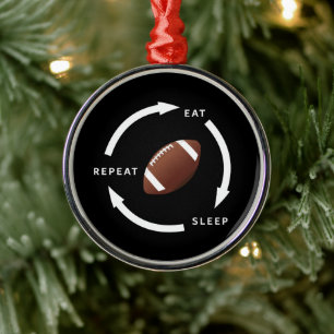 Amerikaanse Football Eat Sleep Sportrol herhalen Metalen Ornament