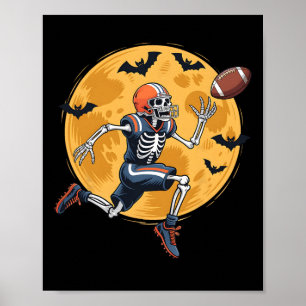 Amerikaanse Football Fan Skeleton Halloween Mannen Poster
