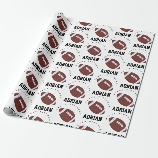 Amerikaanse Football Gridiron Ball Birthday Name Cadeaupapier (Uitgerold)
