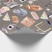 Amerikaanse Football Grijze textuur | Patroon Cadeaupapier (Hoek)