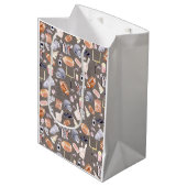 Amerikaanse Football Grijze textuur | Patroon Medium Cadeauzakje (Voorkant Gekanteld)