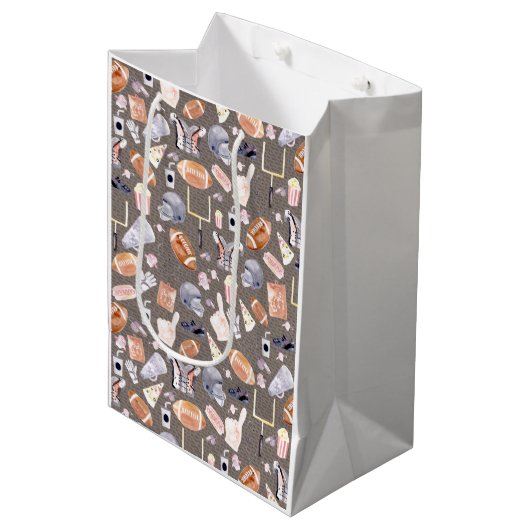 Amerikaanse Football Grijze textuur | Patroon Medium Cadeauzakje (Voorkant Gekanteld)