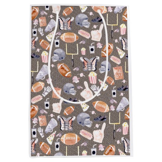 Amerikaanse Football Grijze textuur | Patroon Medium Cadeauzakje (Voorkant)