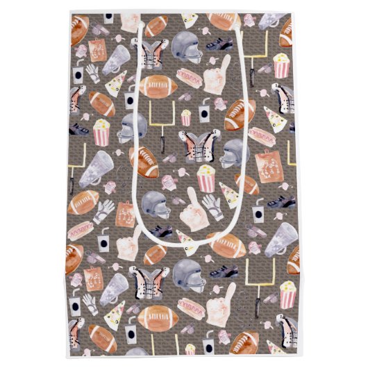 Amerikaanse Football Grijze textuur | Patroon Medium Cadeauzakje (Achterkant)