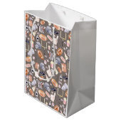 Amerikaanse Football Grijze textuur | Patroon Medium Cadeauzakje (Achterkant Gekanteld)