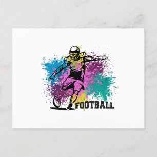 Amerikaanse Football Grungy Color Splashes Briefkaart