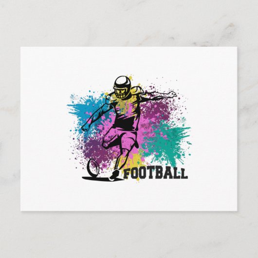 Amerikaanse Football Grungy Color Splashes Briefkaart (Voorkant)