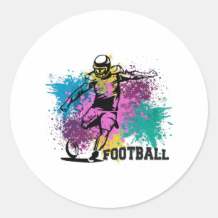 Amerikaanse Football Grungy Color Splashes Ronde Sticker