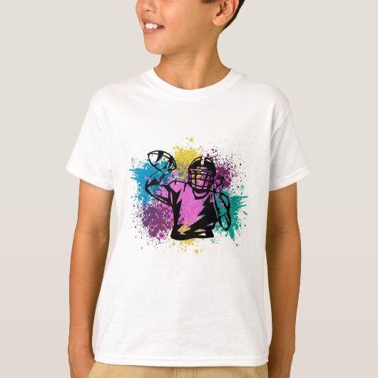 Amerikaanse Football Grungy Color Splashes T-shirt (Voorkant)