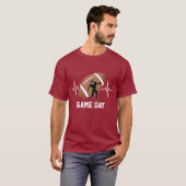 Amerikaanse Football Heartbeat Pulse Game Day T-shirt (Voorkant volledig)