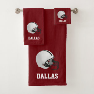 Amerikaanse Football Helm & Tekst op Maroon Bad Handdoek
