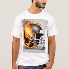 Amerikaanse Football Helmet On Fire Cool Design T-shirt