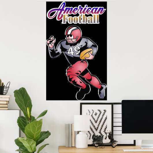Amerikaanse Football Illustratie Poster (Thuiskantoor)