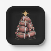 Amerikaanse Football kerstboom kerstpyjama Papieren Bordje (Voorkant)