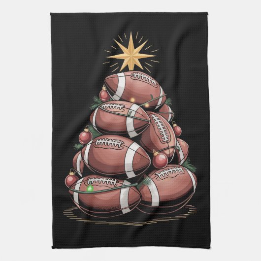Amerikaanse Football kerstboom kerstpyjama Theedoek (Verticaal)