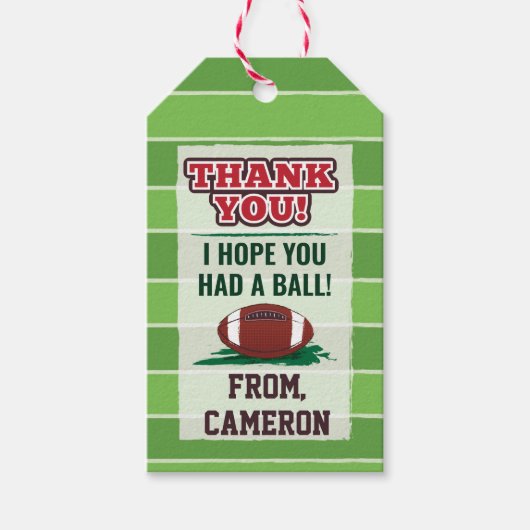 Amerikaanse Football Kinder of volwassen verjaarda Cadeaulabel (Voorkant)
