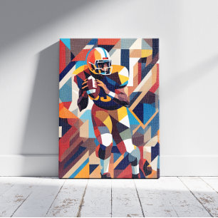 Amerikaanse Football Player Cubist Canvas Print