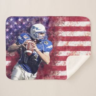 Amerikaanse Football Player & Flag Patriotic Sherpa Deken