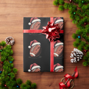 Amerikaanse Football Santa Hat Sports Kerstmis Cadeaupapier