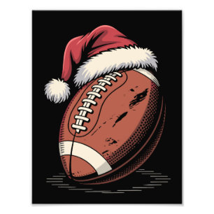 Amerikaanse Football Santa Hat Sports Kerstmis Foto Afdruk