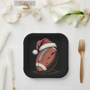 Amerikaanse Football Santa Hat Sports Kerstmis Papieren Bordje