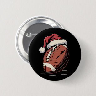 Amerikaanse Football Santa Hat Sports Kerstmis Ronde Button 5,7 Cm