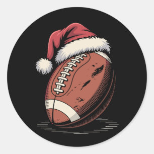 Amerikaanse Football Santa Hat Sports Kerstmis Ronde Sticker