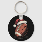 Amerikaanse Football Santa Hat Sports Kerstmis Sleutelhanger (Voorkant)