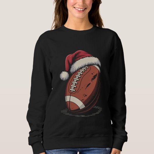 Amerikaanse Football Santa Hat Sports Kerstmis Trui (Voorkant)