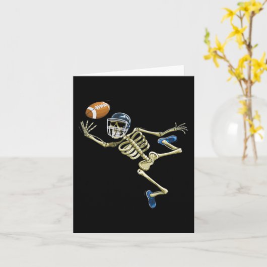 Amerikaanse Football Skeleton Halloween Mannen Boy Kaart (Gele Bloem)