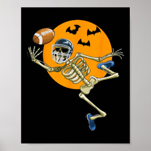 Amerikaanse Football Skeleton Halloween Mannen Boy Poster
