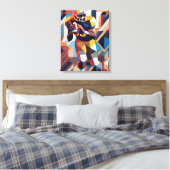 Amerikaanse Football Speler Cubism Canvas Print (Insitu (Slaapkamer))