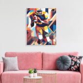 Amerikaanse Football Speler Cubism Canvas Print (Insitu (Woonkamer))