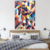 Amerikaanse Football Speler Cubism Canvas Print (Insitu (Slaapkamer))