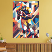 Amerikaanse Football Speler Cubism Canvas Print (Insitu (Woonkamer))