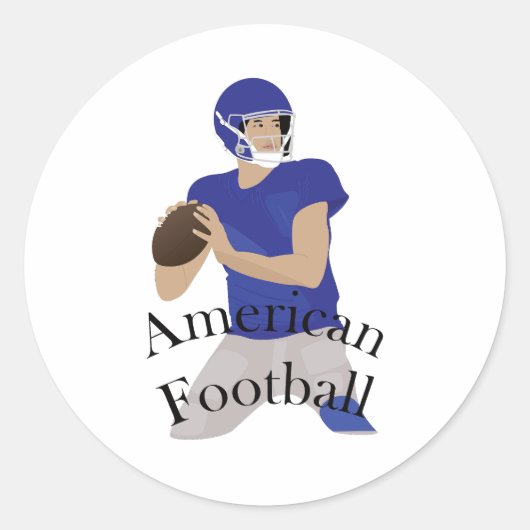 Amerikaanse football speler in actie ronde sticker (Voorkant)