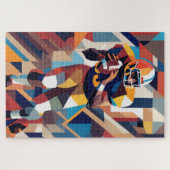 Amerikaanse Football speler kubist legpuzzel (Horizontaal)