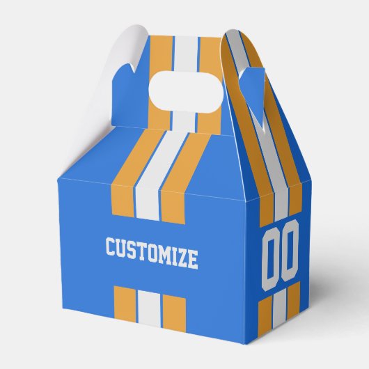 Amerikaanse Football team kleuren blauw en geel Bedankdoosjes (Voorkant Zijde)