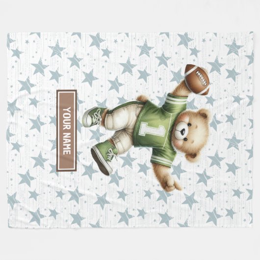 Amerikaanse Football Teddy Blanket met aangepaste  Fleece Deken (Voorkant (Horizontaal))