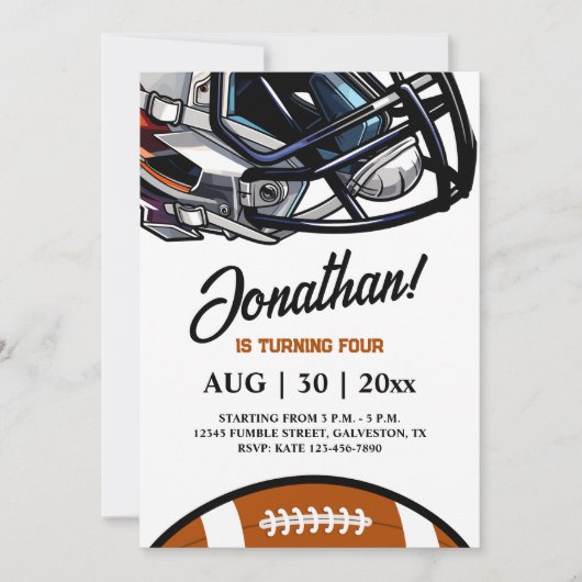 Amerikaanse Football thema verjaardagsuitnodiging Kaart (Voorkant)