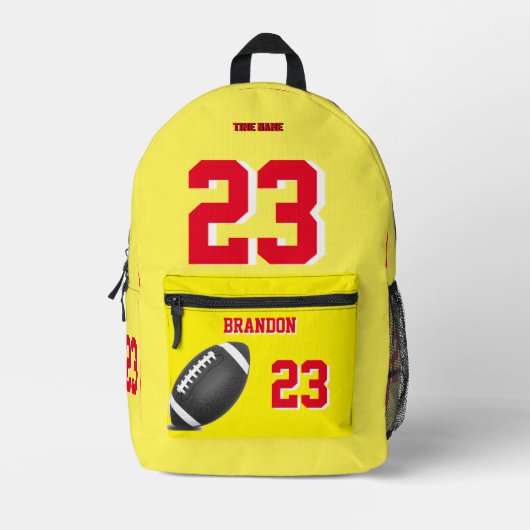 Amerikaanse Footballs balrugzak geel rode tassen (Voorkant)