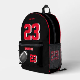 Amerikaanse Footballs balrugzak zwart rood Bedrukte Rugzak