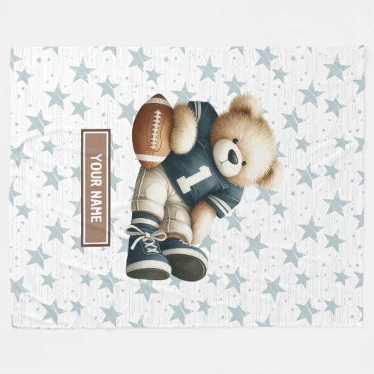 Amerikaanse Footballs deken met Schattigee teddybe (Voorkant (Horizontaal))