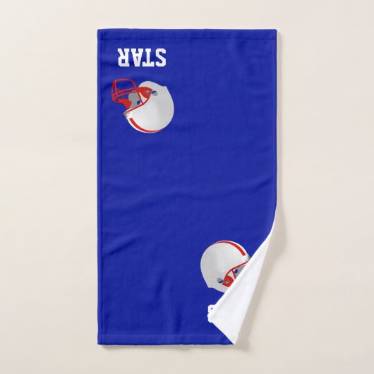 Amerikaanse Footballs helm & tekst op blauw Bad Handdoek (Handdoek)