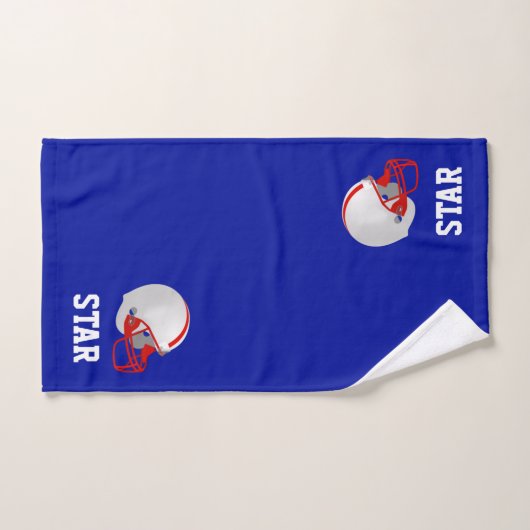 Amerikaanse Footballs helm & tekst op blauw Bad Handdoek (Handdoek)